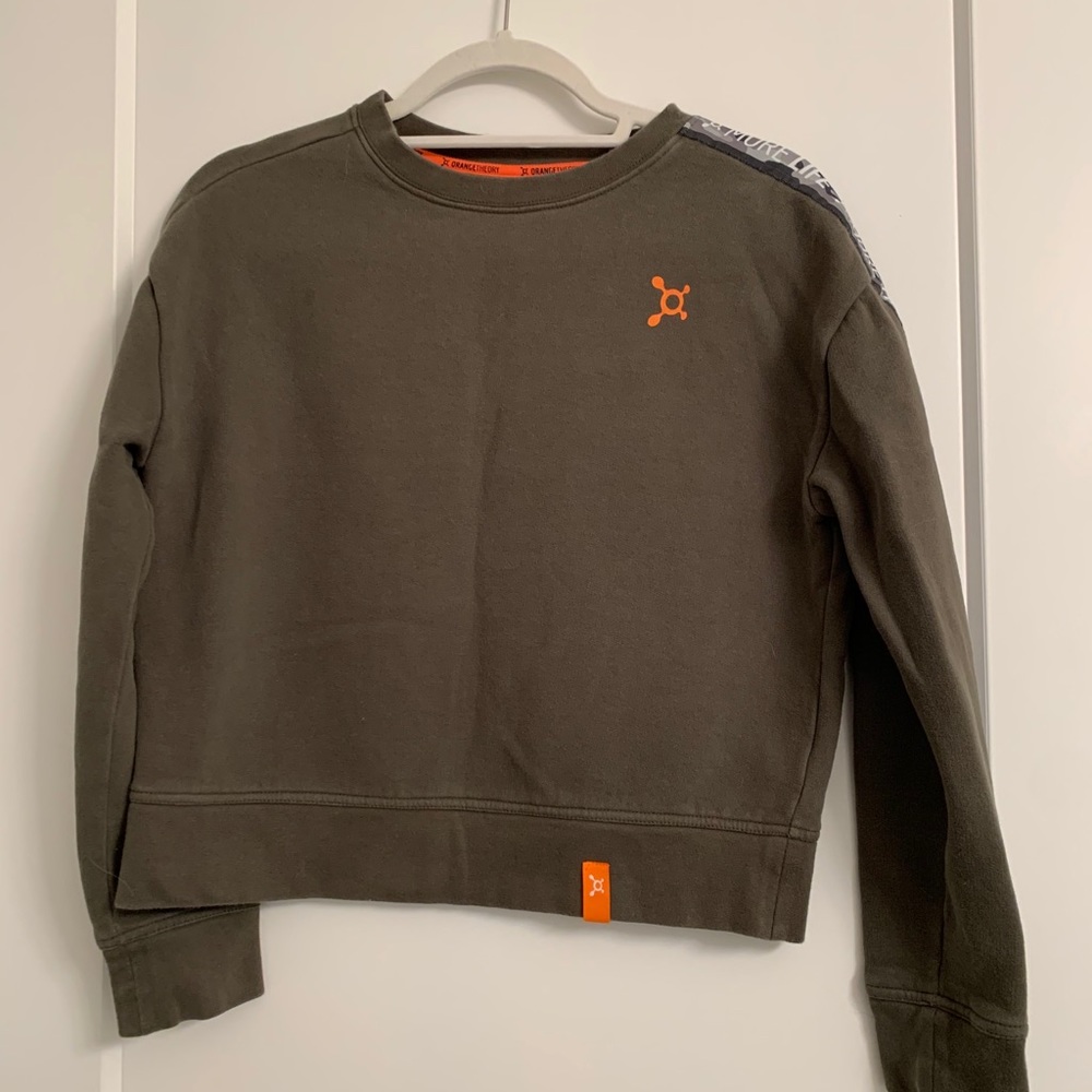 Cropped Army Green Orangetheory fitness sweatshirt